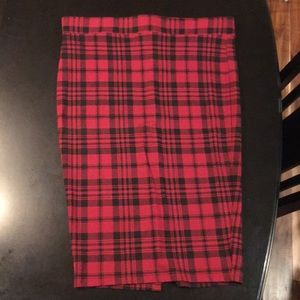 Red/Black Plaid Pencil Skirt